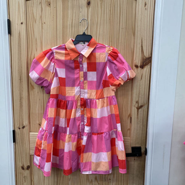WOMENS MIANSTRIPE DRESS PEACH/PINK/RED L