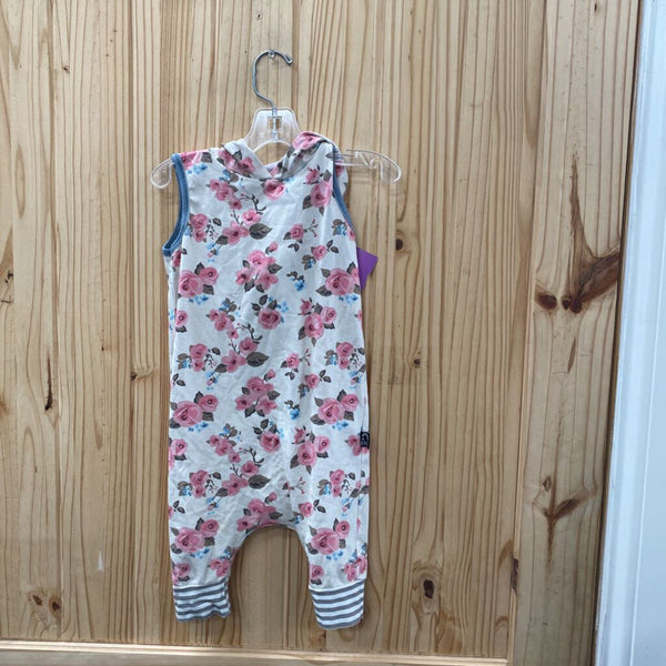GIRLS RAGS SL ROMPER IVORY FLORAL 2T