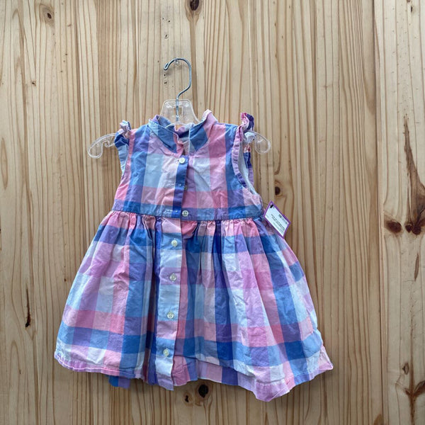 GIRLS BABYGAP DRESS PINK/PUEPLE PLAID 18/24M