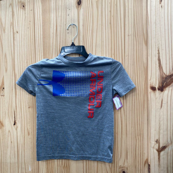 BOYS UNDER ARMOUR SHIRT GREY/RED/BLUE YSM 8