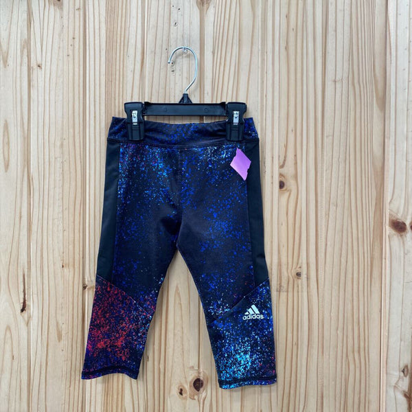 GIRLS ADIDAS LEGGINGS BLK/BLUE/CORAL 5