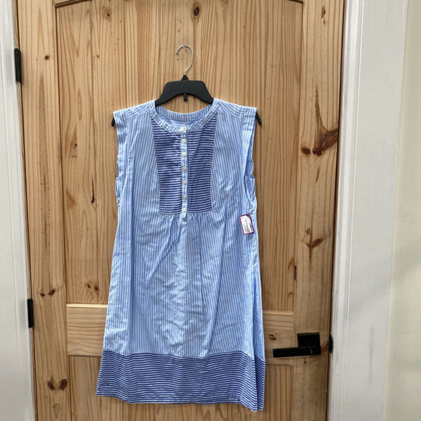 WOMENS LOFT LINEN/WHITE/BLUE STRIPE DRESS S
