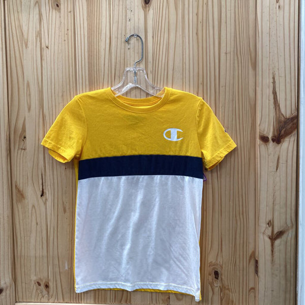 BOYS CHAMPION SHIRT YELLOW/WHITE/NAVY BLUE 10/12
