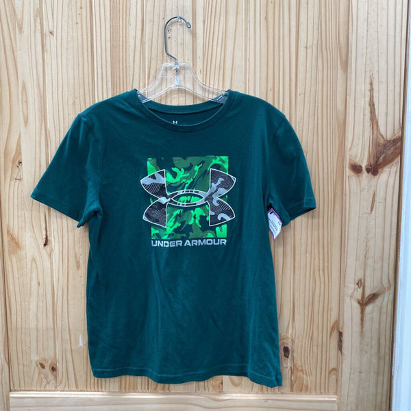 BOYS UNDER ARMOUR SHIRT DK GREEN/LIME YLG 12