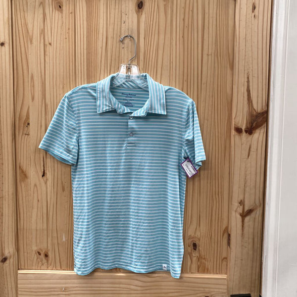 BOYS TOMMY BAHAMA SKY BLUE/WHITE POLO SHIRT XL 14