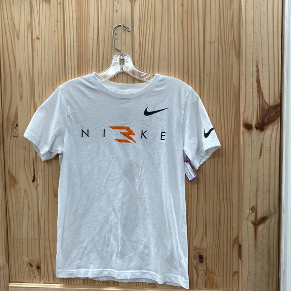 BOYS NIKE 3 WHITE/BLK/ORANGE SHIRT L 12