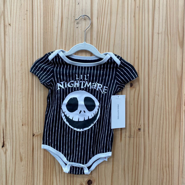 BOYS LIL NIGHTMARE BLK/WHITE STRIPE ONESIE 12/18M