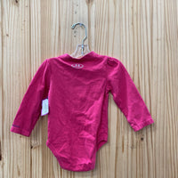 GIRLS LS ONESIE SHIRT UNDER ARMOUR DK PINK/FUSHIA 6/9M