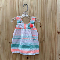 GIRLS GYMBOREE SL TOP AQUA/WHITE/ORANGE 4T