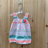 GIRLS GYMBOREE SL TOP AQUA/WHITE/ORANGE 4T