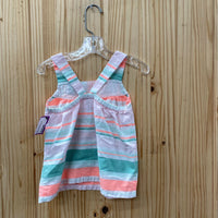 GIRLS GYMBOREE SL TOP AQUA/WHITE/ORANGE 4T
