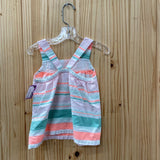 GIRLS GYMBOREE SL TOP AQUA/WHITE/ORANGE 4T