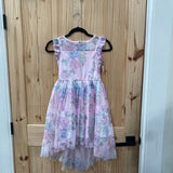 GIRLS ZENZI LT PINK/LILAC/YELLOW FLORAL DRESS M 7/8