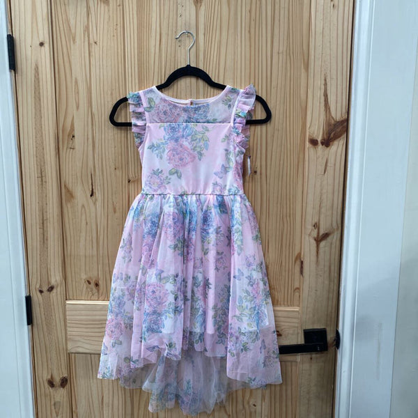 GIRLS ZENZI LT PINK/LILAC/YELLOW FLORAL DRESS M 7/8