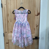 GIRLS ZENZI LT PINK/LILAC/YELLOW FLORAL DRESS M 7/8