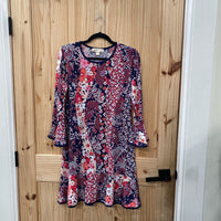 WOMENS MICHAEL KORS CASUAL DRESS PINK/NAVY BLUE W/FLOWERS M