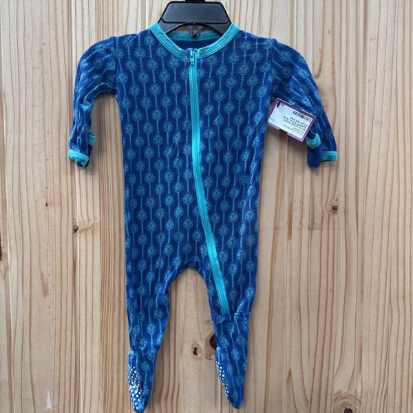 BOYS KICKEE PANTS SLEEPER ROYAL BLUE W/LEAVES 0/3M
