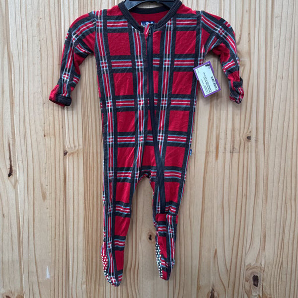 BOYS KICKEE PANTS SLEEPER RED PLAID 0/3M