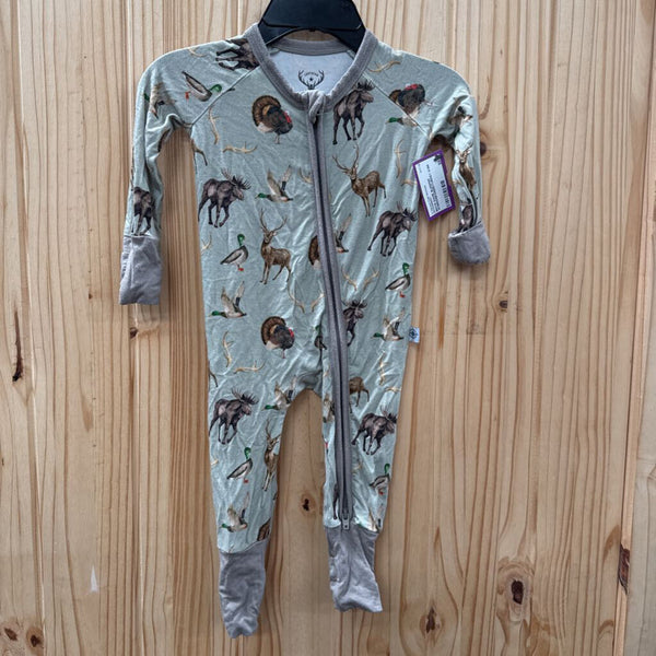 BOYS SAGE SLEEPER W/MOOSE/DEER/TURKEY 0/3M