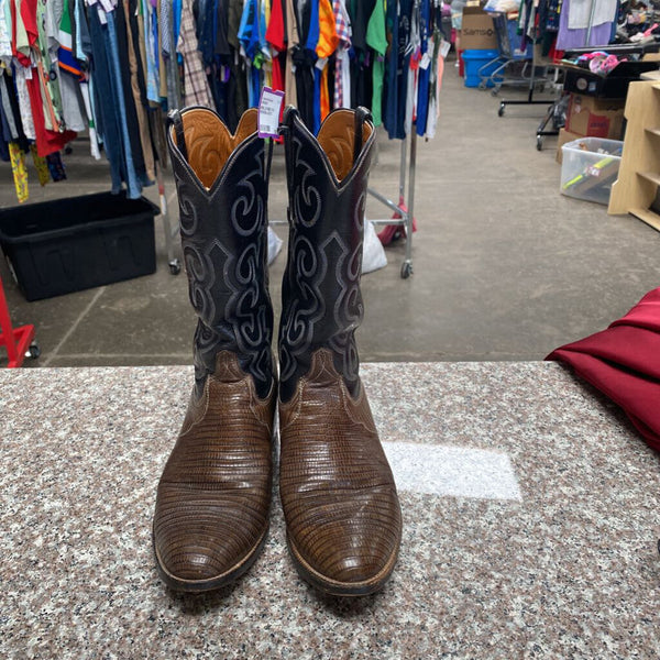 MENS LUCCHESE 8 1/2 D BROWN/BLK BOOTS