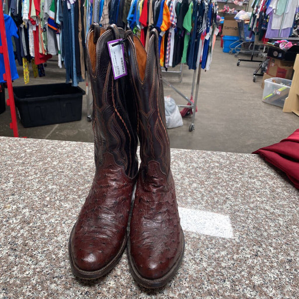 MENS 8.5D LUCCHESE DK WINE/BLK