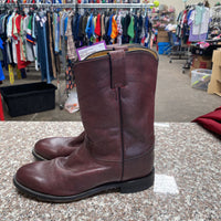 MENS JUSTIN ROPERS BOOTS SIZE 9 DK WINE