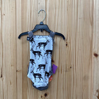 BOYS SL ROMPER GREY.WHITE W/DEERS 70 6M
