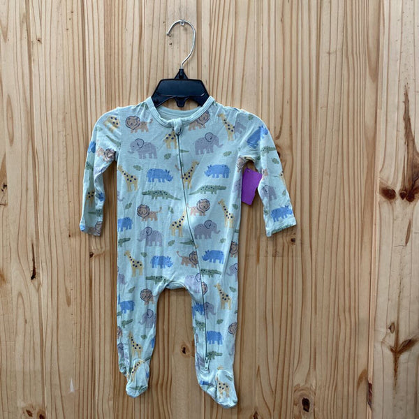 BOYS LITTLE ME LT GREEN SLEEPER W/ANIMALS 6M