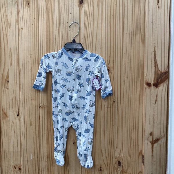 BOYS MILKBERRY SLEEPER W/SEA ANIMALS 3/6M