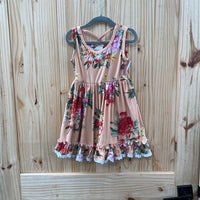 GIRLS CHEEKY PLUM CORAL FLORAL SL DRESS 3T