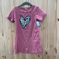 GIRLS MAUVE DRESS W/LEOPARD HEART 110