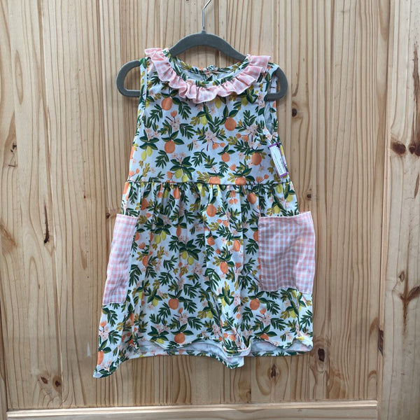 GIRLS GREENERY DRESS W/PINK 3T