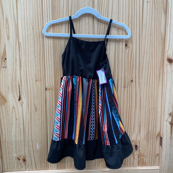 GIRLS SHEIN SL DRESS BLK/YELLOW/TURQUOISE/WINE 5