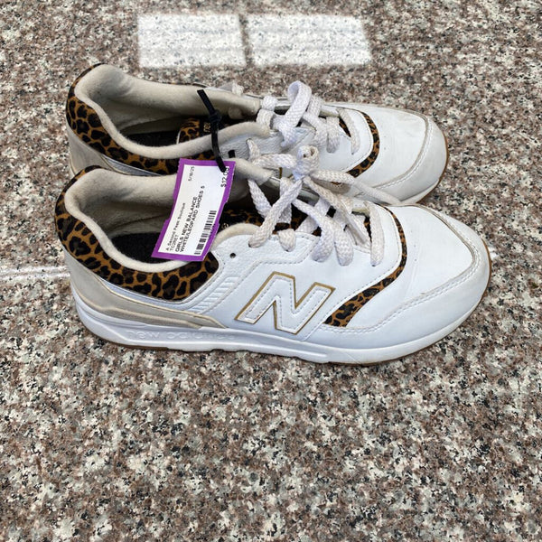 GIRLS NEW BALANCE WHITE/LEOPARD SHOES 5