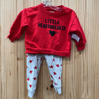 LITTLE HEARTBREAKER 2PC SET RED/GREY //BLK 6/9M