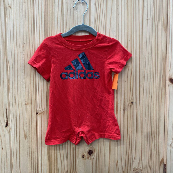 BOYS ADIDAS RED/BLK/GREY ROMPER 9M