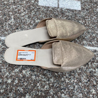 WOMENS GOLD METALLIC SLIDE ON SHOES 43