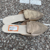 WOMENS GOLD METALLIC SLIDE ON SHOES 43