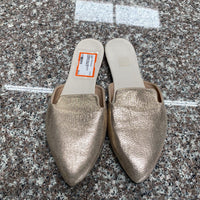 WOMENS GOLD METALLIC SLIDE ON SHOES 43