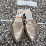 WOMENS GOLD METALLIC SLIDE ON SHOES 43