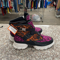 WOMENS SHOE DAZZLE LEOPARD/PURPLE SNEAKER S7.5