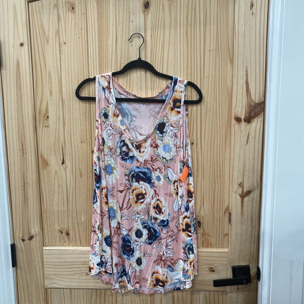 WOMENS 24/7 PINK FLORAL SL TOP XL
