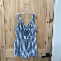 WOMENS HYFVE HYFVE HYFVE LINEN/WHITE STRIPE SL ROMPER L
