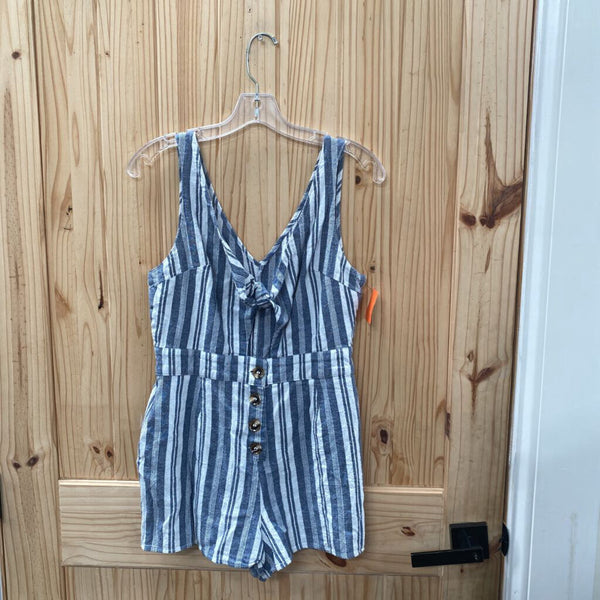 WOMENS HYFVE HYFVE HYFVE LINEN/WHITE STRIPE SL ROMPER L