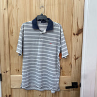 MENS SOUTHERN MARSH BLK/WHITE STRIPE POLO SHIRT M