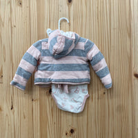 GIRLS BURT'S BEES 3PC SET PINK/GREY 0/3M