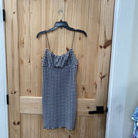 WOMENS NO COMMENT BLK/WHITE CHECKERED SL DRESS L