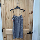 WOMENS NO COMMENT BLK/WHITE CHECKERED SL DRESS L