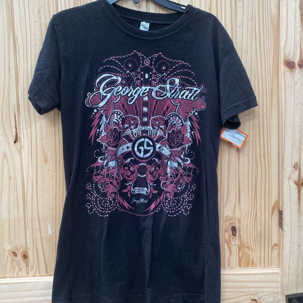 WOMENS GEORGE STRAIT BLK/SILVER T-SHIRT L