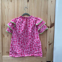 WOMENS ENTRO CASUAL TOP PINK W/FLOWERS S